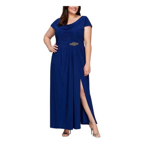 Alex Evenings Dresses Alex Evenings Womens Blue Gown Short Sleeve
